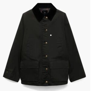 Mango Corduroy Collar Waxed Effect Oversize Barn Jacket - S